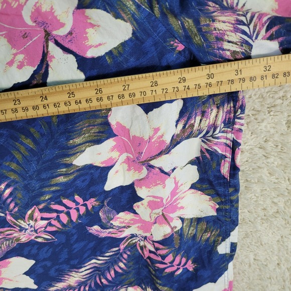 Oak Hill Shirt Mens Size 3XLT Big Tall Blue Pink Hawaiian Floral Hibiscus Button - Picture 5 of 10